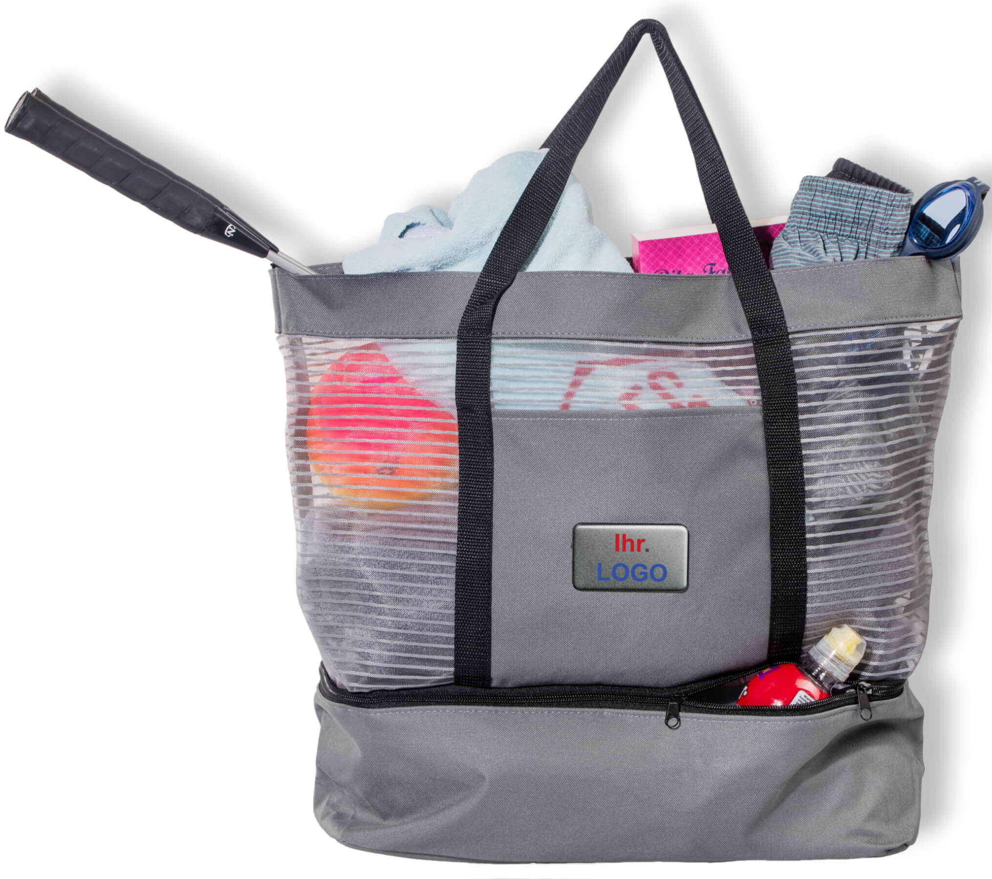 Mesh Beachbag mit Kühlfach als bedruckter Werbeartikel